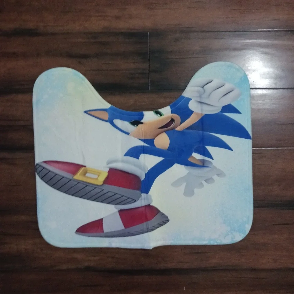 Sonic the Hedgehog Bathroom Set Shower Curtain Rugs Toilet Cover 16pc Blue